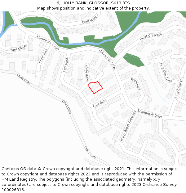 6, HOLLY BANK, GLOSSOP, SK13 8TS: Location map and indicative extent of plot