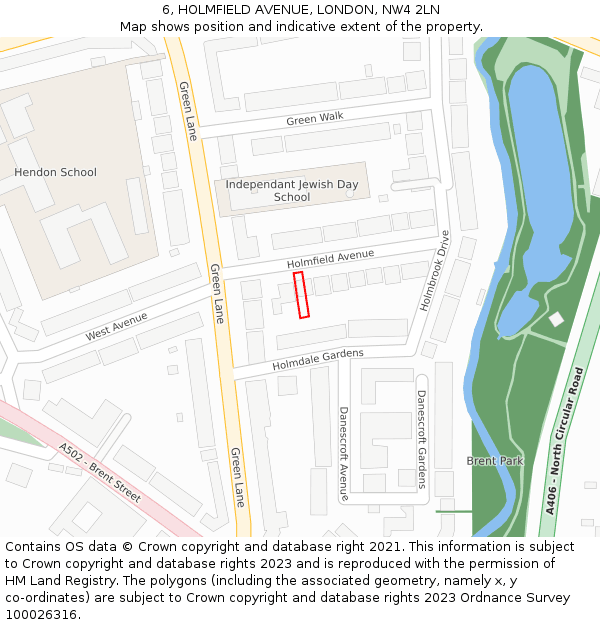 6, HOLMFIELD AVENUE, LONDON, NW4 2LN: Location map and indicative extent of plot