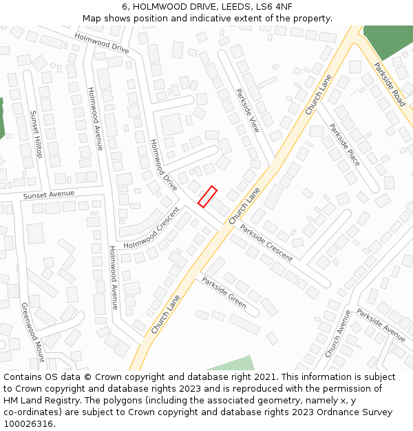 6, HOLMWOOD DRIVE, LEEDS, LS6 4NF: Location map and indicative extent of plot