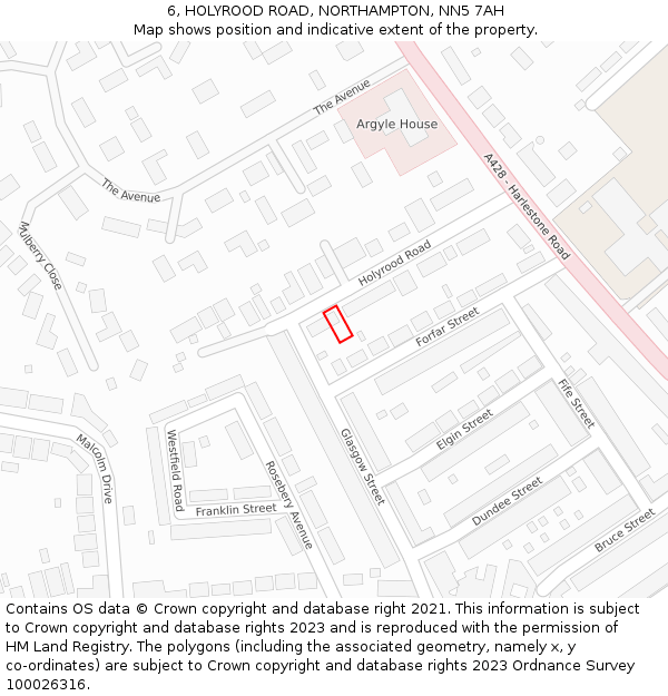 6, HOLYROOD ROAD, NORTHAMPTON, NN5 7AH: Location map and indicative extent of plot