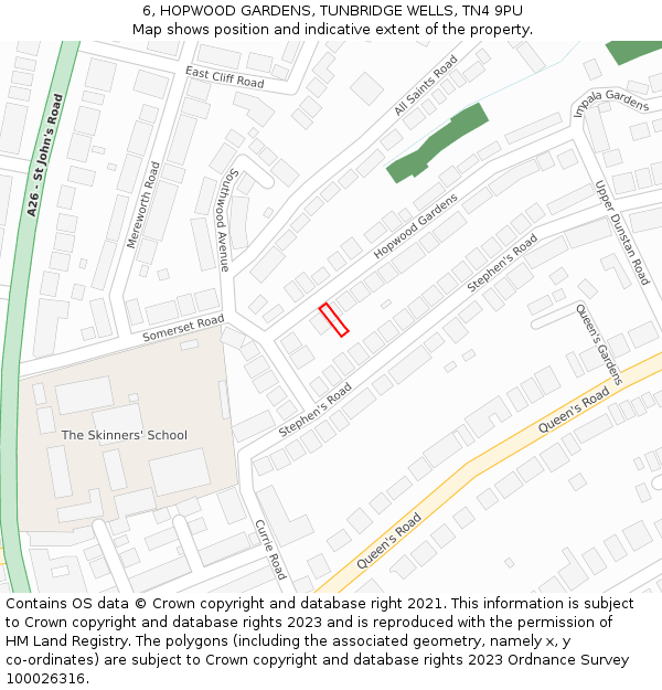 6, HOPWOOD GARDENS, TUNBRIDGE WELLS, TN4 9PU: Location map and indicative extent of plot