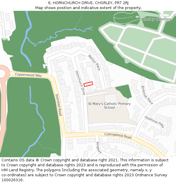 6, HORNCHURCH DRIVE, CHORLEY, PR7 2RJ: Location map and indicative extent of plot