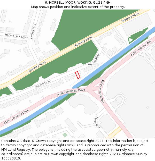 6, HORSELL MOOR, WOKING, GU21 4NH: Location map and indicative extent of plot