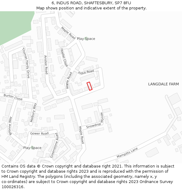 6, INDUS ROAD, SHAFTESBURY, SP7 8FU: Location map and indicative extent of plot
