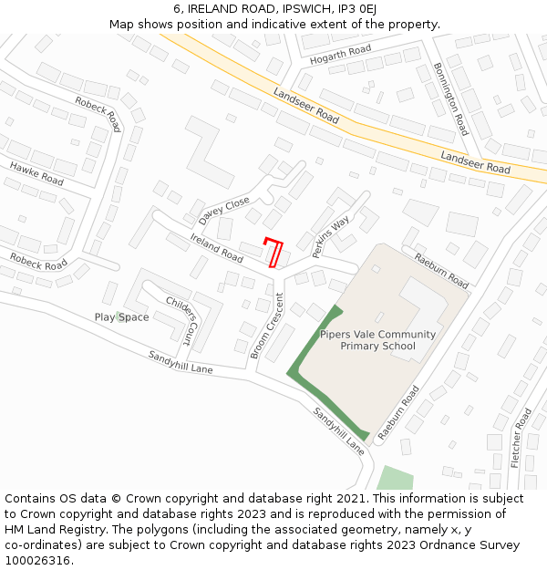 6, IRELAND ROAD, IPSWICH, IP3 0EJ: Location map and indicative extent of plot