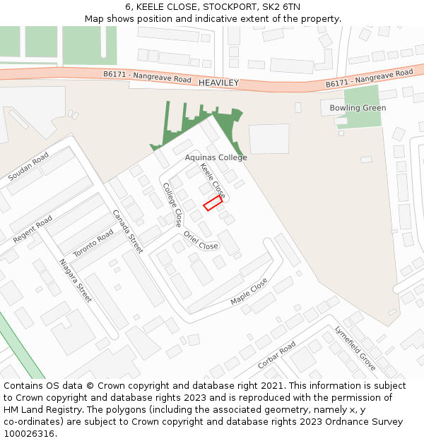 6, KEELE CLOSE, STOCKPORT, SK2 6TN: Location map and indicative extent of plot