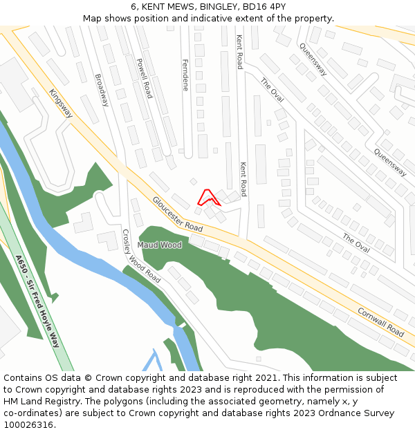 6, KENT MEWS, BINGLEY, BD16 4PY: Location map and indicative extent of plot