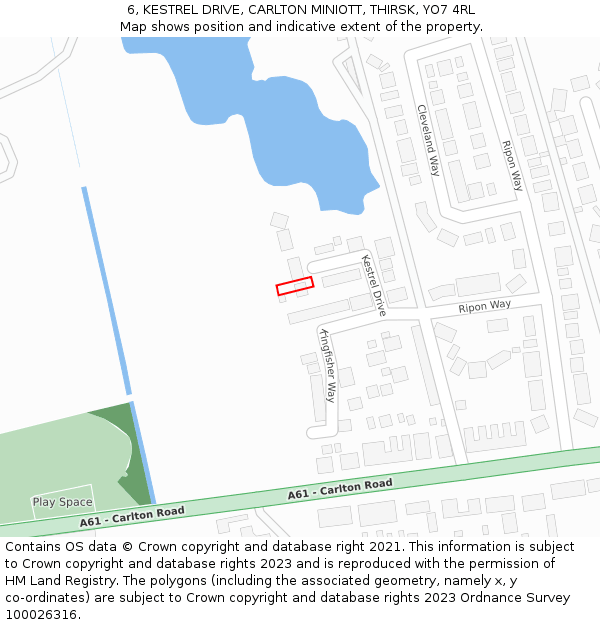 6, KESTREL DRIVE, CARLTON MINIOTT, THIRSK, YO7 4RL: Location map and indicative extent of plot