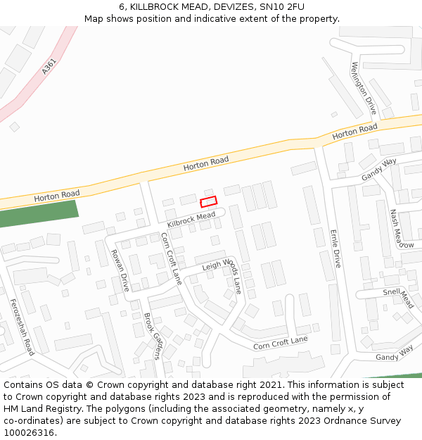 6, KILLBROCK MEAD, DEVIZES, SN10 2FU: Location map and indicative extent of plot