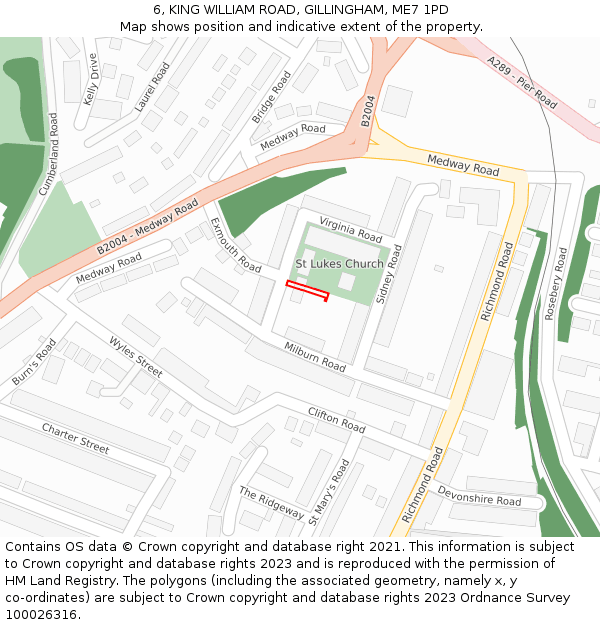 6, KING WILLIAM ROAD, GILLINGHAM, ME7 1PD: Location map and indicative extent of plot