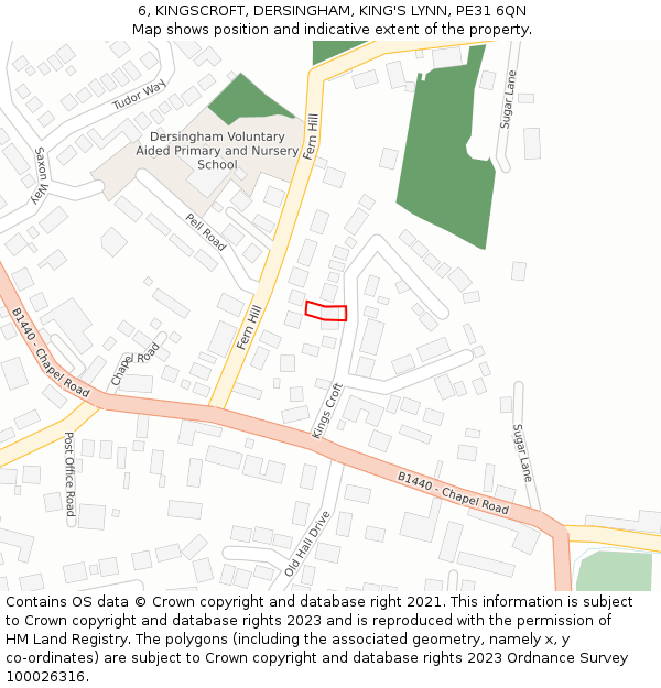 6, KINGSCROFT, DERSINGHAM, KING'S LYNN, PE31 6QN: Location map and indicative extent of plot