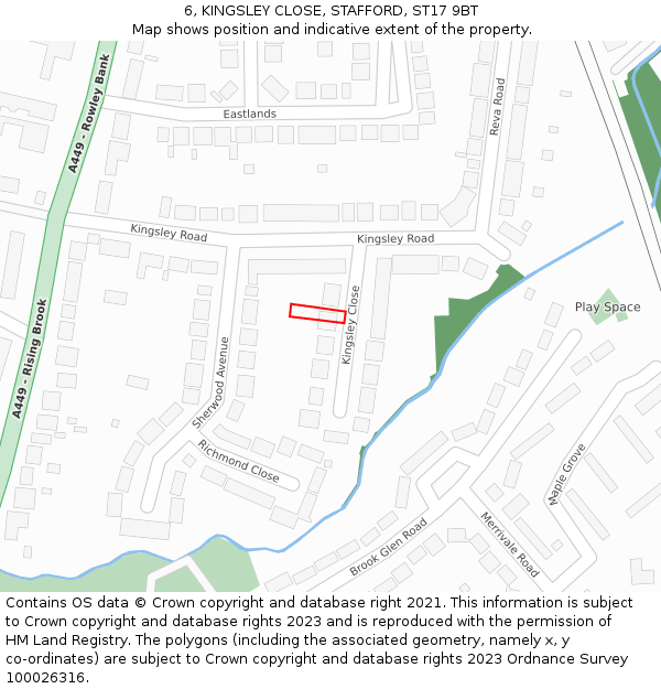 6, KINGSLEY CLOSE, STAFFORD, ST17 9BT: Location map and indicative extent of plot