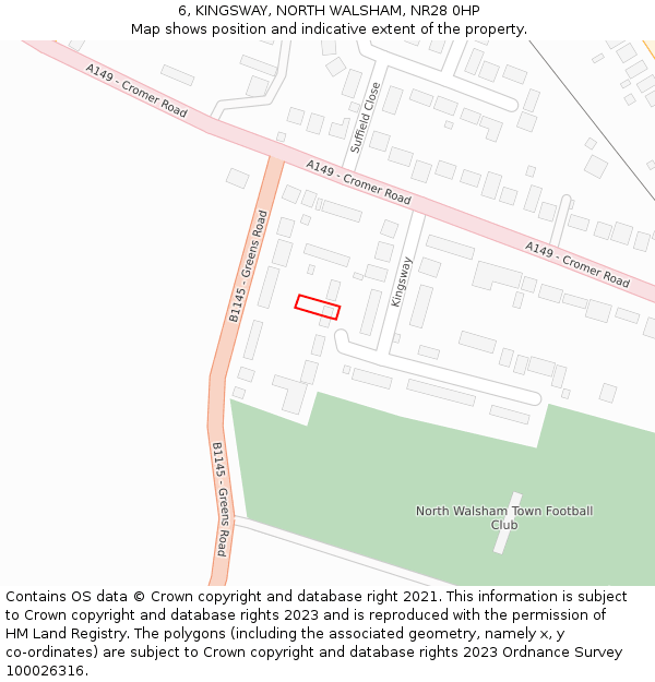 6, KINGSWAY, NORTH WALSHAM, NR28 0HP: Location map and indicative extent of plot