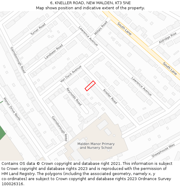 6, KNELLER ROAD, NEW MALDEN, KT3 5NE: Location map and indicative extent of plot
