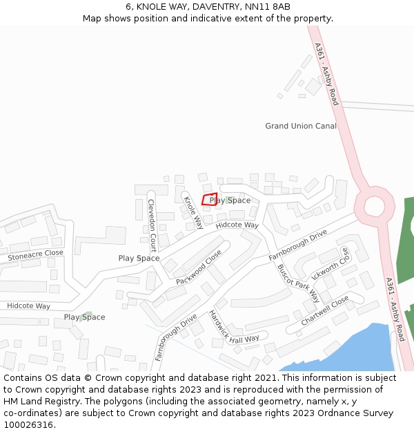 6, KNOLE WAY, DAVENTRY, NN11 8AB: Location map and indicative extent of plot