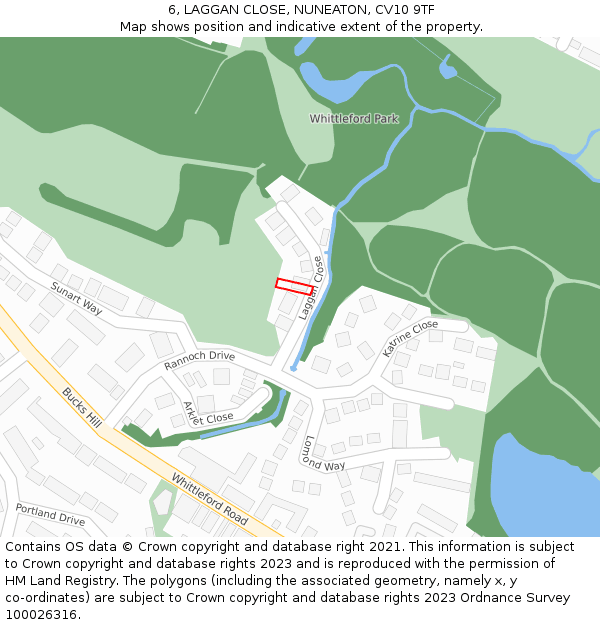 6, LAGGAN CLOSE, NUNEATON, CV10 9TF: Location map and indicative extent of plot