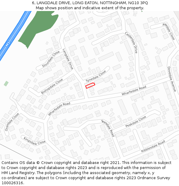 6, LANGDALE DRIVE, LONG EATON, NOTTINGHAM, NG10 3PQ: Location map and indicative extent of plot