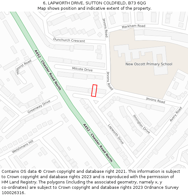 6, LAPWORTH DRIVE, SUTTON COLDFIELD, B73 6QG: Location map and indicative extent of plot