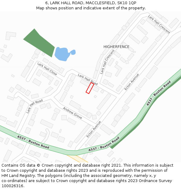 6, LARK HALL ROAD, MACCLESFIELD, SK10 1QP: Location map and indicative extent of plot