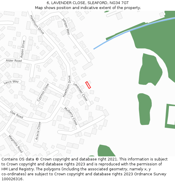 6, LAVENDER CLOSE, SLEAFORD, NG34 7GT: Location map and indicative extent of plot