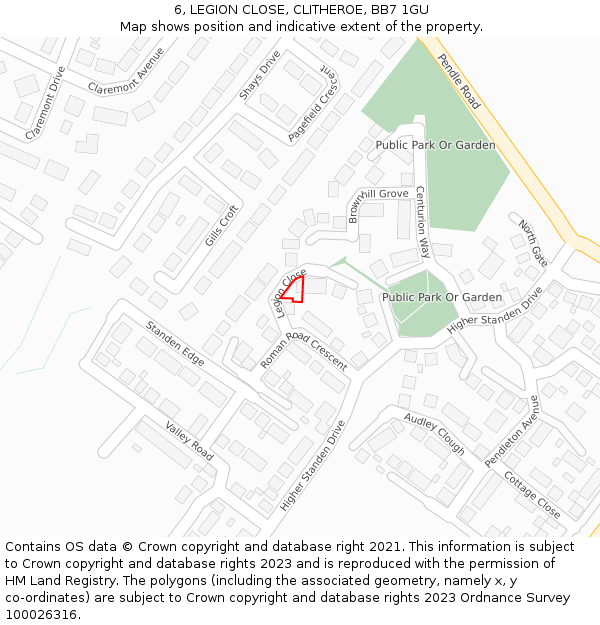 6, LEGION CLOSE, CLITHEROE, BB7 1GU: Location map and indicative extent of plot