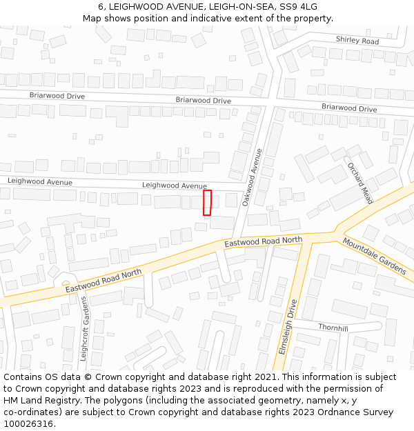 6, LEIGHWOOD AVENUE, LEIGH-ON-SEA, SS9 4LG: Location map and indicative extent of plot