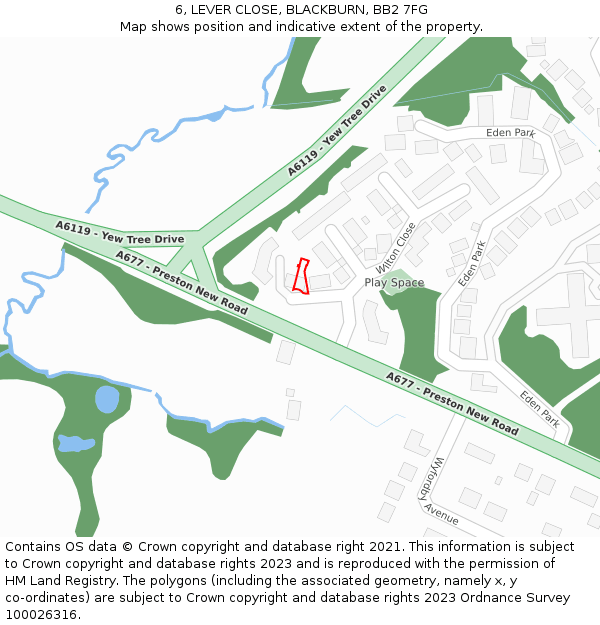 6, LEVER CLOSE, BLACKBURN, BB2 7FG: Location map and indicative extent of plot