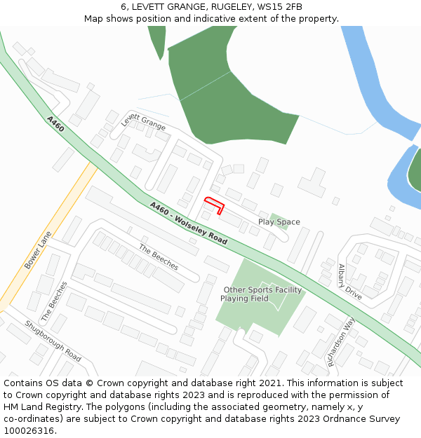 6, LEVETT GRANGE, RUGELEY, WS15 2FB: Location map and indicative extent of plot
