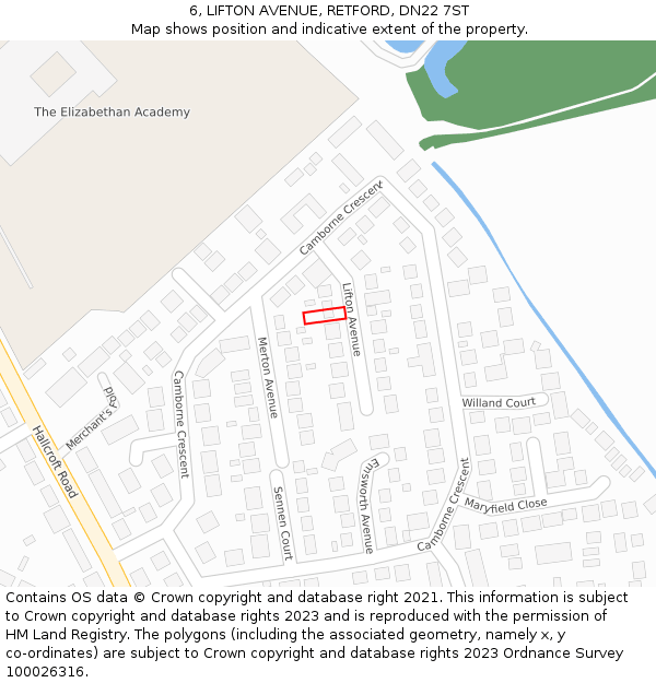 6, LIFTON AVENUE, RETFORD, DN22 7ST: Location map and indicative extent of plot