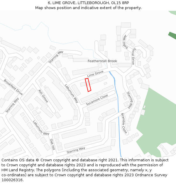 6, LIME GROVE, LITTLEBOROUGH, OL15 8RP: Location map and indicative extent of plot
