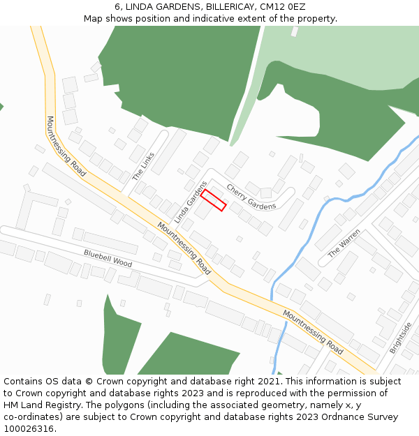 6, LINDA GARDENS, BILLERICAY, CM12 0EZ: Location map and indicative extent of plot