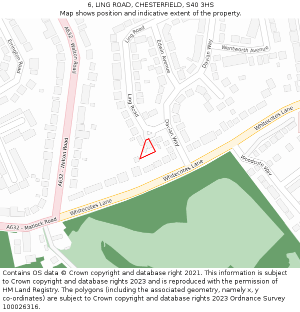 6, LING ROAD, CHESTERFIELD, S40 3HS: Location map and indicative extent of plot