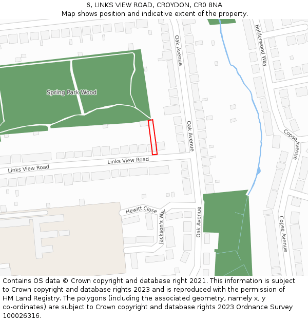 6, LINKS VIEW ROAD, CROYDON, CR0 8NA: Location map and indicative extent of plot