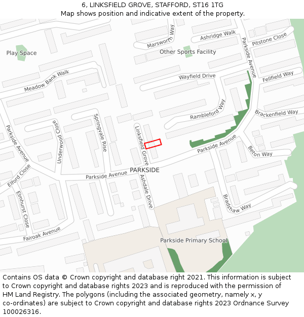 6, LINKSFIELD GROVE, STAFFORD, ST16 1TG: Location map and indicative extent of plot