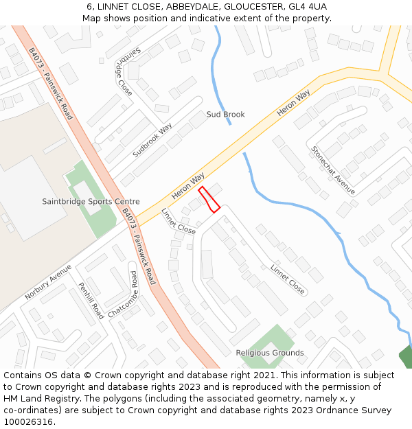 6, LINNET CLOSE, ABBEYDALE, GLOUCESTER, GL4 4UA: Location map and indicative extent of plot