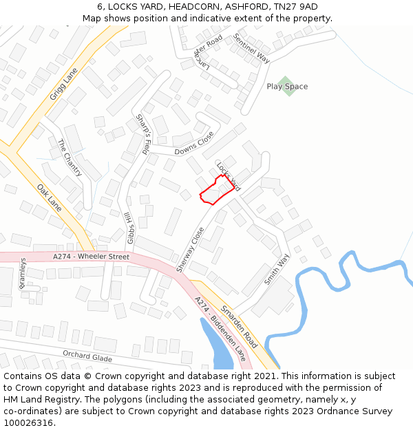 6, LOCKS YARD, HEADCORN, ASHFORD, TN27 9AD: Location map and indicative extent of plot