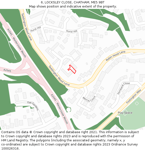 6, LOCKSLEY CLOSE, CHATHAM, ME5 9BT: Location map and indicative extent of plot