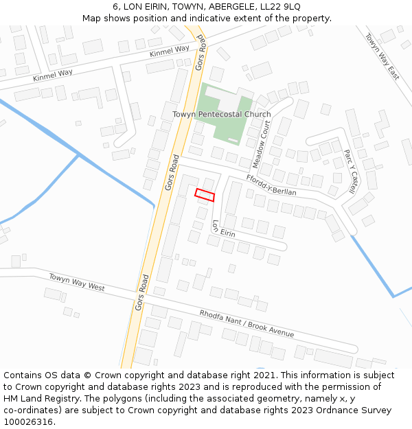 6, LON EIRIN, TOWYN, ABERGELE, LL22 9LQ: Location map and indicative extent of plot