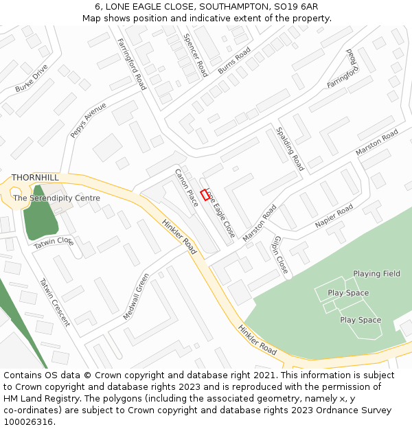 6, LONE EAGLE CLOSE, SOUTHAMPTON, SO19 6AR: Location map and indicative extent of plot