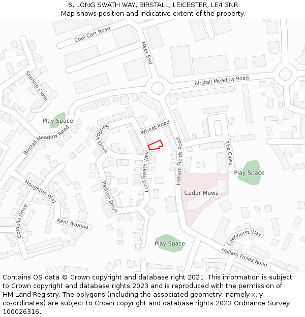 6, LONG SWATH WAY, BIRSTALL, LEICESTER, LE4 3NR: Location map and indicative extent of plot