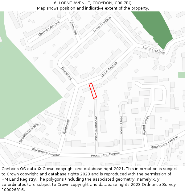 6, LORNE AVENUE, CROYDON, CR0 7RQ: Location map and indicative extent of plot