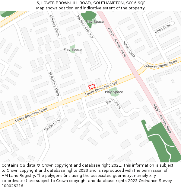 6, LOWER BROWNHILL ROAD, SOUTHAMPTON, SO16 9QF: Location map and indicative extent of plot