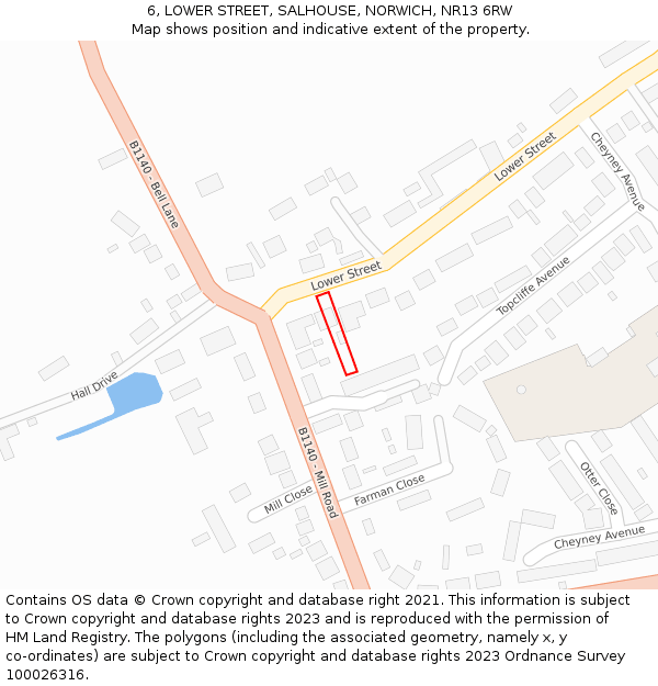 6, LOWER STREET, SALHOUSE, NORWICH, NR13 6RW: Location map and indicative extent of plot