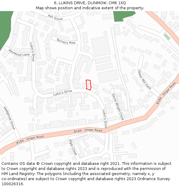 6, LUKINS DRIVE, DUNMOW, CM6 1XQ: Location map and indicative extent of plot