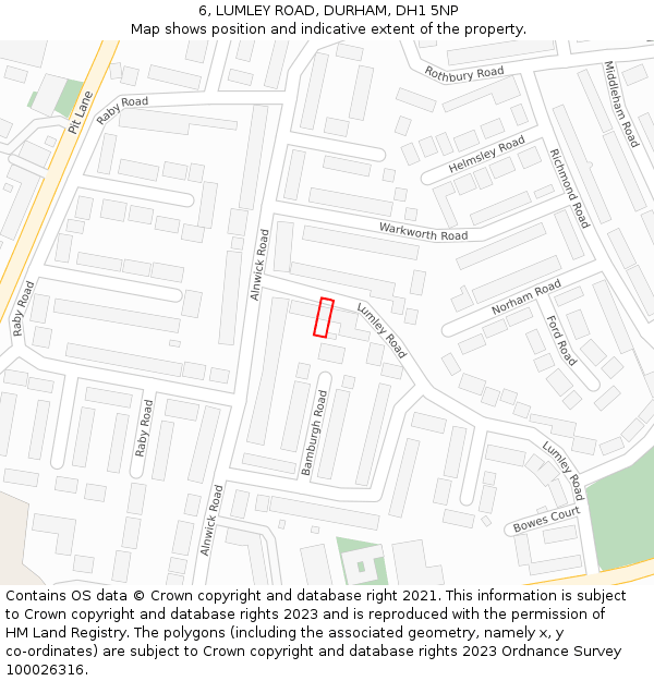 6, LUMLEY ROAD, DURHAM, DH1 5NP: Location map and indicative extent of plot