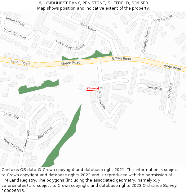 6, LYNDHURST BANK, PENISTONE, SHEFFIELD, S36 6ER: Location map and indicative extent of plot
