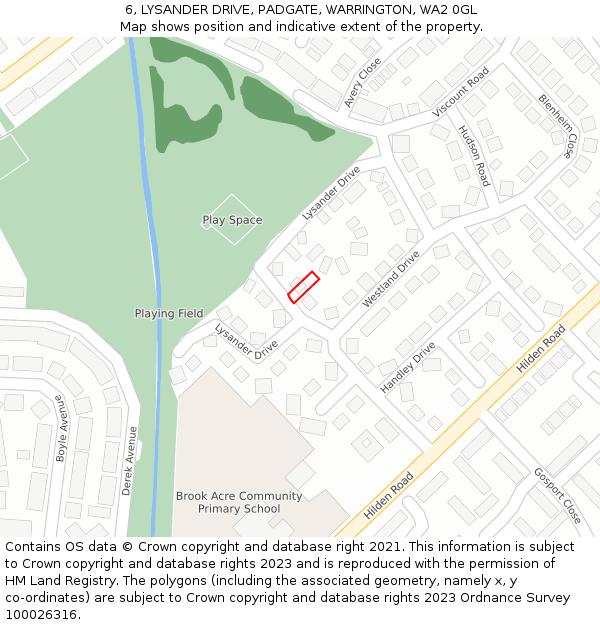 6, LYSANDER DRIVE, PADGATE, WARRINGTON, WA2 0GL: Location map and indicative extent of plot