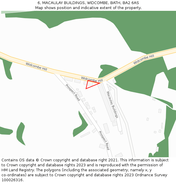 6, MACAULAY BUILDINGS, WIDCOMBE, BATH, BA2 6AS: Location map and indicative extent of plot