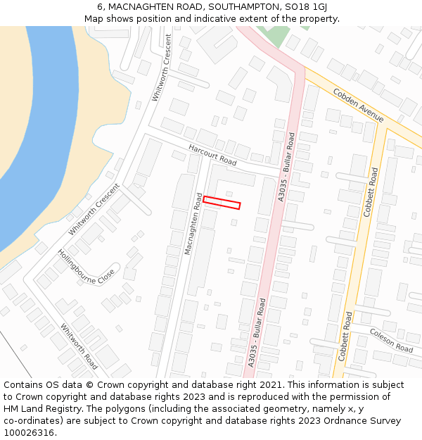 6, MACNAGHTEN ROAD, SOUTHAMPTON, SO18 1GJ: Location map and indicative extent of plot