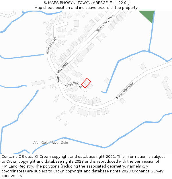 6, MAES RHOSYN, TOWYN, ABERGELE, LL22 9LJ: Location map and indicative extent of plot